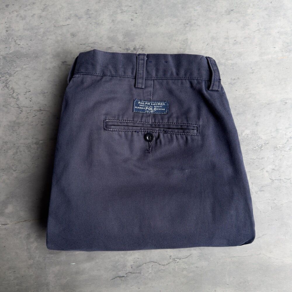 Polo Ralph Lauren Preston Chino Pants Mens 35x32 Navy Blue Classic Fit Cotton